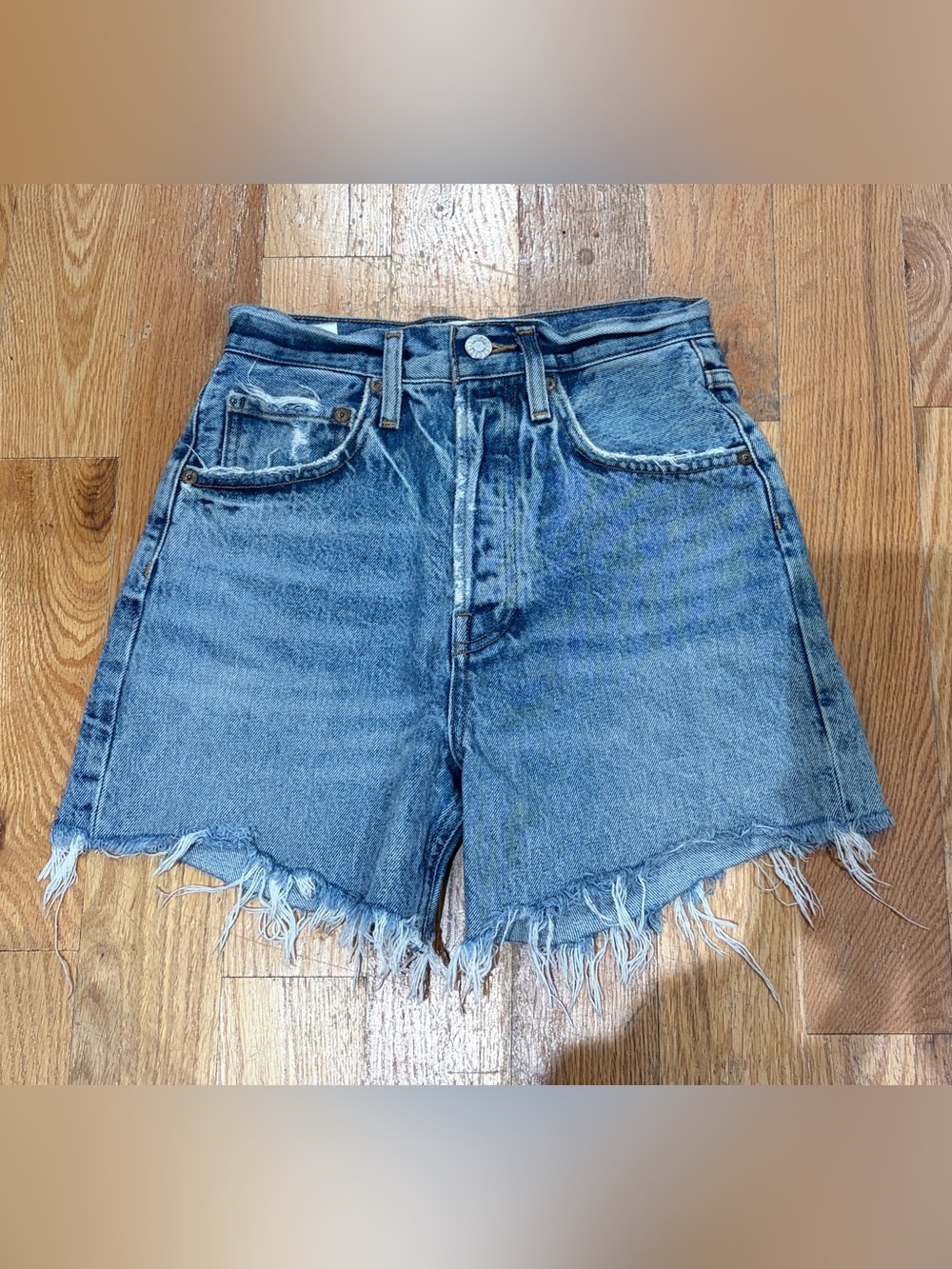 ✨AGOLDE✨ Light Blue Distressed Denim Cutoff Shorts
